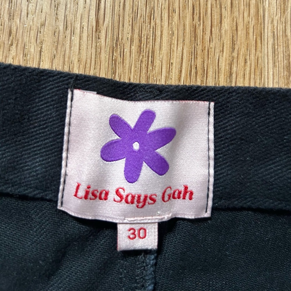 LISA SAYS GAH robyn wide leg high rise jeans black daisy check size 30 - Picture 4 of 13